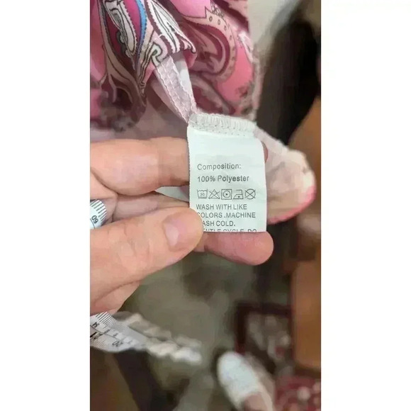 Pretty tiered pink dress with Paisley print & flounce sleeve size L - Picture 3 of 6